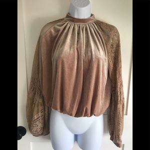 Free people velvet and lace shirt